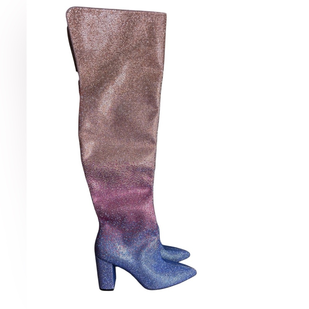 Gianni Bini Over-the-Knee Glitter Ombre Boots in Pink and Blue